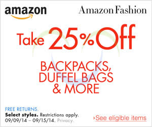 Featured image for (EXPIRED) Amazon.com 25% OFF Backpacks, Duffel Bags & More Coupon Code (NO Min Spend) 11 – 16 Sep 2014