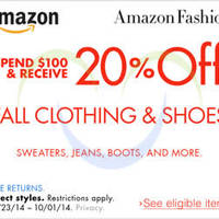 Read more about Amazon.com 20% OFF Fall Clothing & Shoes Coupon Code 23 Sep - 1 Oct 2014