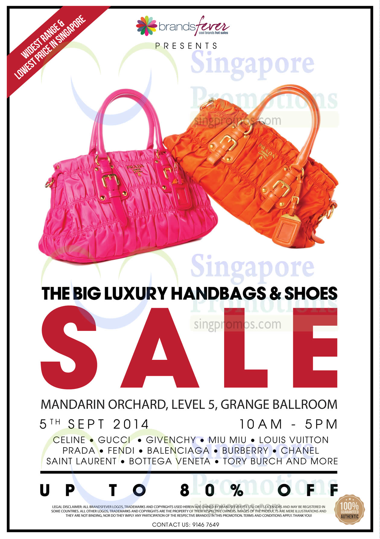 Featured image for Brandsfever Handbags & Footwear Sale @ Mandarin Orchard 4 - 5 Sep 2014