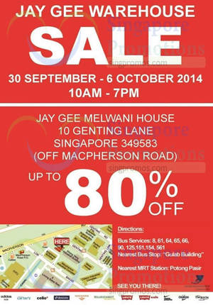 Featured image for (EXPIRED) Jay Gee Warehouse SALE 30 Sep – 6 Oct 2014