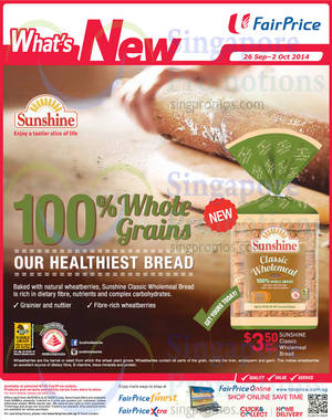 Featured image for Sunshine New Classic Wholemeal Bread @ NTUC FairPrice 26 Sep 2014