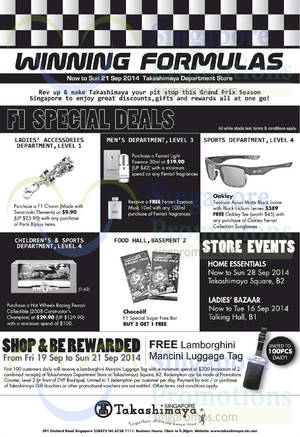 Featured image for (EXPIRED) Takashimaya F1 Special Deals 12 – 21 Sep 2014