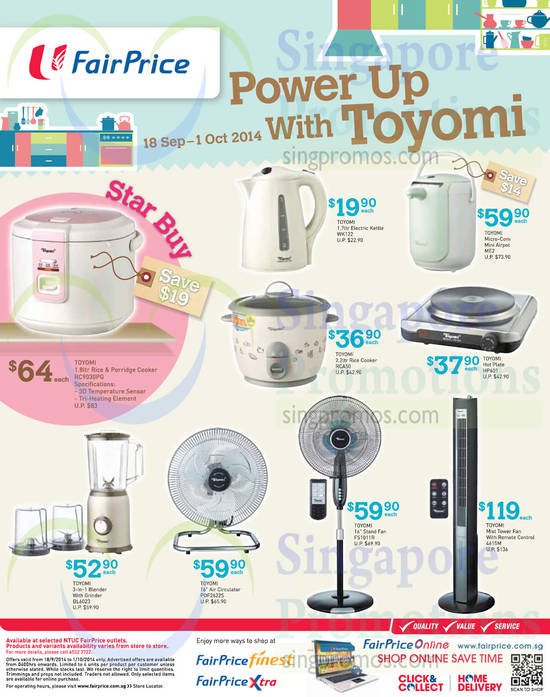 Toyomi Rice Cookers, Blender, Fans, Hot Plate