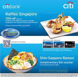 Featured image for Raffles Singapore & Shin-Sapporo Ramen Specials For Citibank Cardmembers 12 Oct 2014