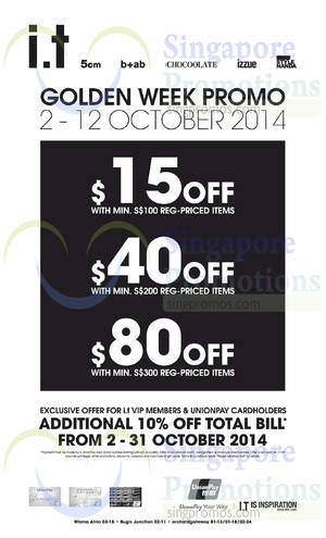 Featured image for (EXPIRED) i.t Labels Golden Week Promo 2 – 12 Oct 2014