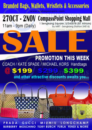 Featured image for (EXPIRED) MyBagEmpire Branded Handbags & Accessories Sale @ Compass Point 27 Oct – 2 Nov 2014