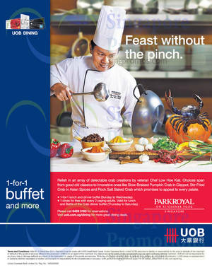 Featured image for (EXPIRED) Parkroyal Kitchener Road 1 For 1 & One Dines Free For UOB Cardmembers 10 Oct – 10 Dec 2014