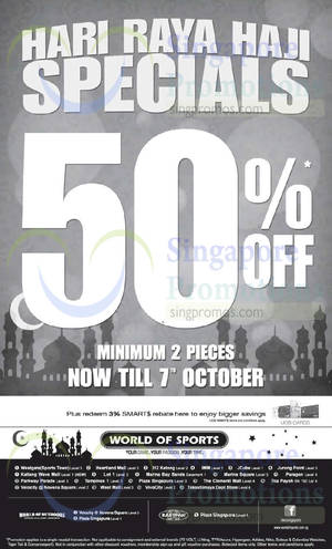 Featured image for (EXPIRED) World of Sports 50% OFF Promo 2 – 7 Oct 2014