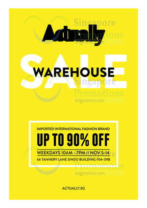 Featured image for (EXPIRED) Actually Warehouse SALE 5 – 14 Nov 2014