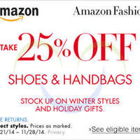 Read more about Amazon.com 25% OFF Shoes & Handbags (NO Min Spend) Coupon Code 24 - 29 Nov 2014