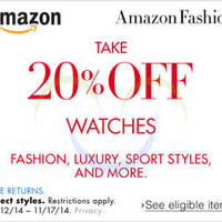 Read more about Amazon.com 20% OFF Watches (NO Min Spend) Coupon Code 13 - 17 Nov 2014