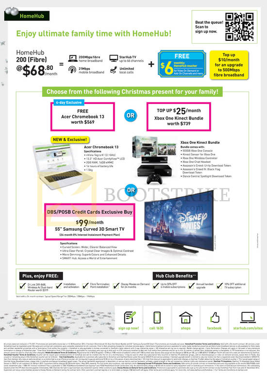 HomeHub 200 Fibre 68.80, Acer Chromebook 13, Xbox One Kinect Bundle, Samsung TV