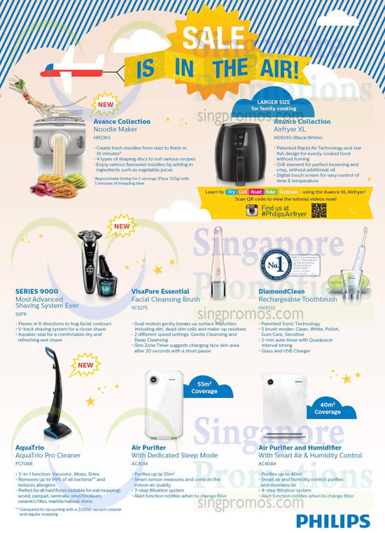 Noodle Maker, Airfryer, Shaver, Facial Cleaning Brush, Rechargeable Toothbrush, Air Purifier