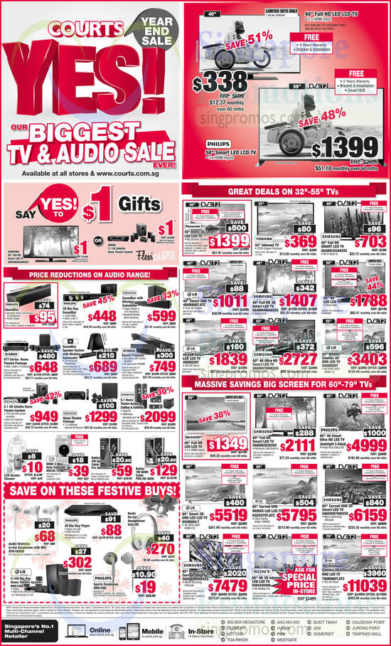 TVs, Earphones, Home Theatre Systems, Samsung, LG, Philips, Audio Technica, Yamaha, Denon, JBL