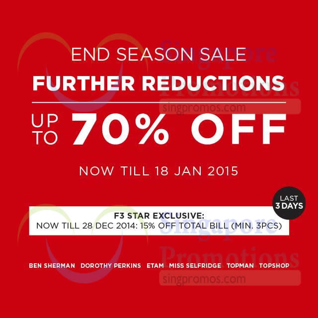 Featured image for F3 Star Brands End Season Sale (Final Reductions!) 18 Dec 2014 - 18 Jan 2015