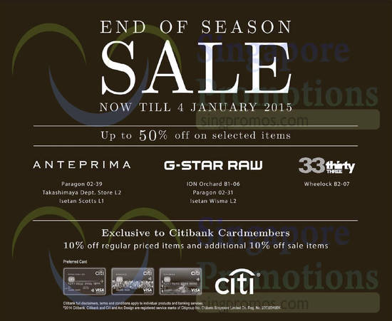 Anteprima, G Star Raw, Thirty Three Sale 5 Dec 2014