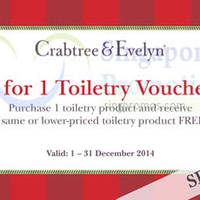 Read more about Crabtree & Evelyn 1 for 1 Toiletries 17 - 25 Dec 2014