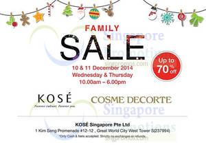 Featured image for (EXPIRED) Kose Up To 70% Off Family Sale 10 – 11 Dec 2014