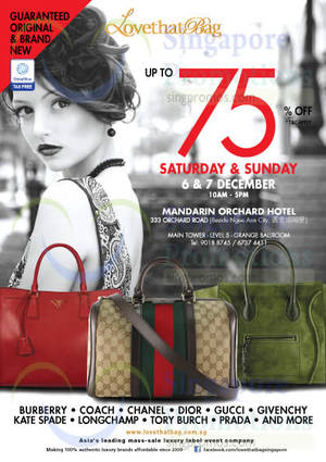 Featured image for (EXPIRED) LovethatBag Branded Handbags Sale Up To 75% Off @ Mandarin Orchard 6 – 7 Dec 2014
