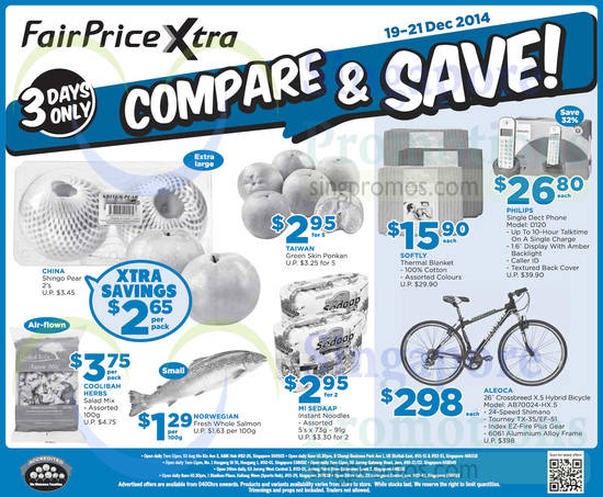 (Till 21 Dec) 3 Days Compare n Save Aleoca Bicycle, Philips Single Dect Phone, Fruits