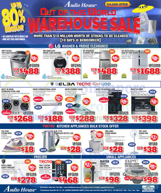 24 Jan Washers, Fridges, Hoods, Hobs, Kettles, Mixer, Fan, Air Fryer, Steamboat, LG, Elba, Tecno, Turbo, UNO, Taiyo, Mayer