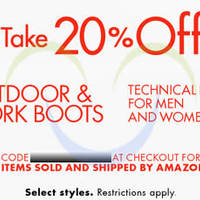 Read more about Amazon.com 20% OFF Outdoor & Work Boots (NO Min Spend) Coupon Code 9 - 23 Jan 2015