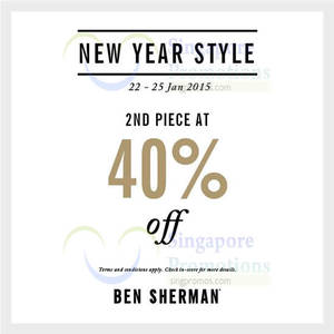 Featured image for (EXPIRED) Ben Sherman 40% Off 2nd Piece 24 – 25 Jan 2015