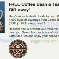 Read more about Coffee Bean & Tea Leaf FREE Beverage Voucher For Singtel Customers (Fully Redeemed!) 12 Jan 2015