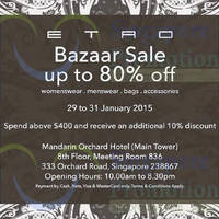 Read more about Etro Bazaar SALE @ Mandarin Orchard Hotel 29 - 31 Jan 2015