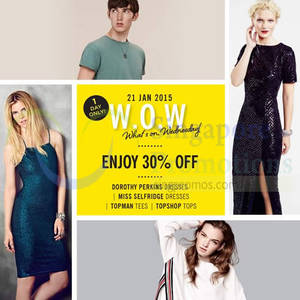 Featured image for (EXPIRED) Topshop, Topman, Miss Selfridge & Dorothy Perkins 30% Off 1-Day Sale 21 Jan 2015