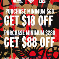 Read more about Quiksilver & Roxy Spend $68 & Get $18 Off 21 Jan - 28 Feb 2015