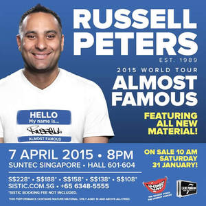 Featured image for Russell Peters Almost Famous World Tour Ticketing Opens 31 Jan 2015
