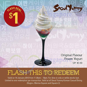 Featured image for (EXPIRED) Seoul Yummy $1 (Usual $3.90) Original Flavour Frozen Yogurt 1-Day Coupon 19 Jan 2015