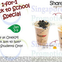 Read more about ShareTea 1 For 1 Student Offer @ OneKM 5 - 9 Jan 2015