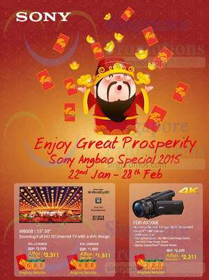 Featured image for Sony TVs, Digital Cameras & Tablets Angbao Promo Offers 22 Jan – 28 Feb 2015