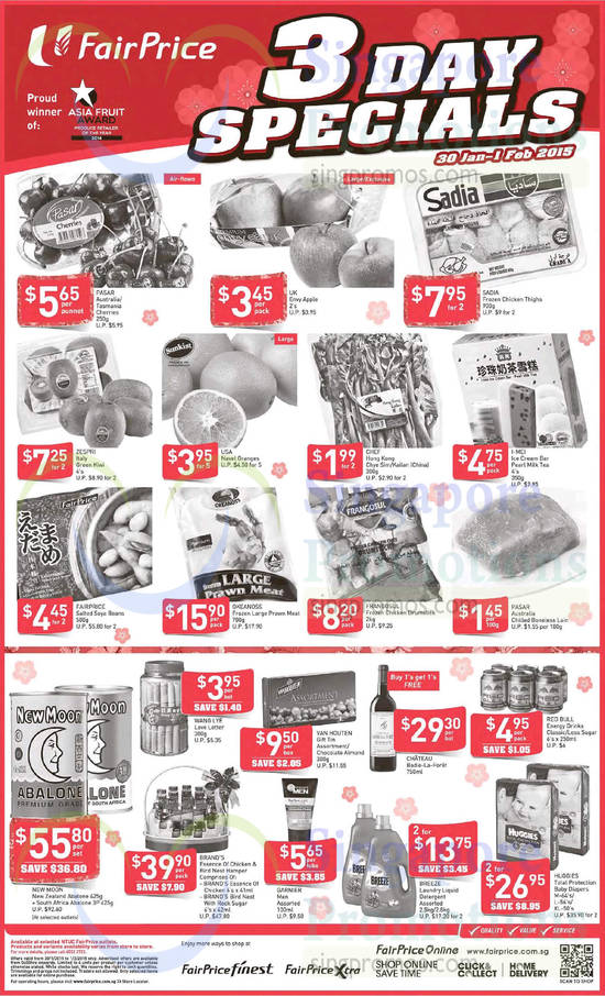 (Till 1 Feb) Fruits, New Moon Abalone, Chocolate, Liquid Detergent, Diapers, Van Houten, Huggies