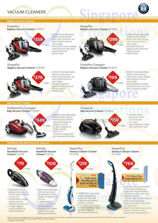 Vacuum Cleaners FC8767, FC8764, FC8760, FC8473, FC9192, FC8454, FC6141