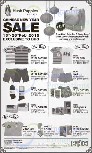 Featured image for (EXPIRED) Hush Puppies Apparel CNY Sale @ BHG 13 – 26 Feb 2015