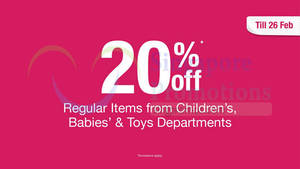 Featured image for (EXPIRED) BHG 20% Off Children’s, Babies’ & Toys Items 2 – 26 Feb 2015