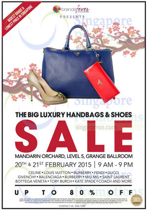 Featured image for (EXPIRED) Brandsfever Handbags & Footwear Sale @ Mandarin Orchard 20 – 21 Feb 2015