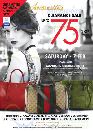 Featured image for (EXPIRED) LovethatBag Branded Handbags Sale @ Mandarin Orchard 7 Feb 2015