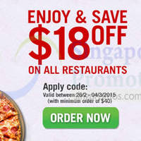 Read more about Room Service Food Delivery $18 OFF Coupon Code 26 Feb - 4 Mar 2015