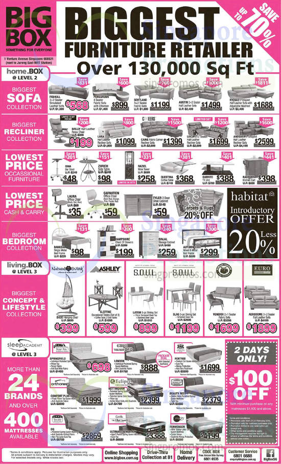 Sofas, Chairs, Tables, Sofas, Dining Sets, Mattresses, Natural Living, Barang Barang, Soul, BIA, Euro Bed, Simmons, Eclipse, Four Star, Castilla