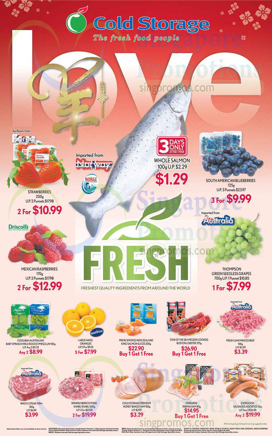 (Till 1 Mar) Fresh Fish, Fruits, Meats, Salmon, Blueberries, Strawberries, Grapes, Oranges, Sausages, Pork, Ham