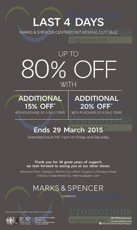 26 Mar Centrepoint Moving Out Sale, Additional 15 Percent, 20 Percent Off