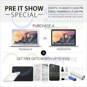 Featured image for (EXPIRED) Challenger Buy Apple MacBook & Up To $400 Worth Free Gifts Online Promo 17 – 18 Mar 2015