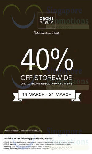 Featured image for (EXPIRED) Grohe 40% Off Storewide Promotion 14 – 31 Mar 2015