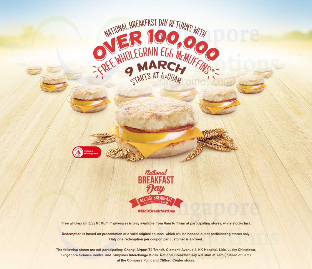 Featured image for (UPDATED) McDonald's FREE Egg McMuffins Giveaway @ Islandwide 9 Mar 2015