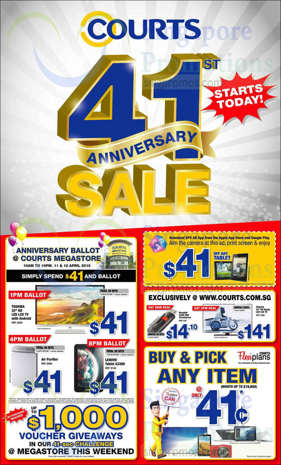 41st Anniversary Sale Specials, Megastore Anniversary Ballot, Voucher Giveaways, Lenovo Tablet A3300, Air Purifier, Toshiba TV