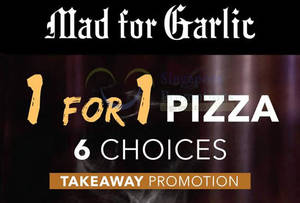 Featured image for (EXPIRED) Mad for Garlic 1 for 1 Pizzas Takeaway Coupon @ Suntec City Mall 14 Apr 2015